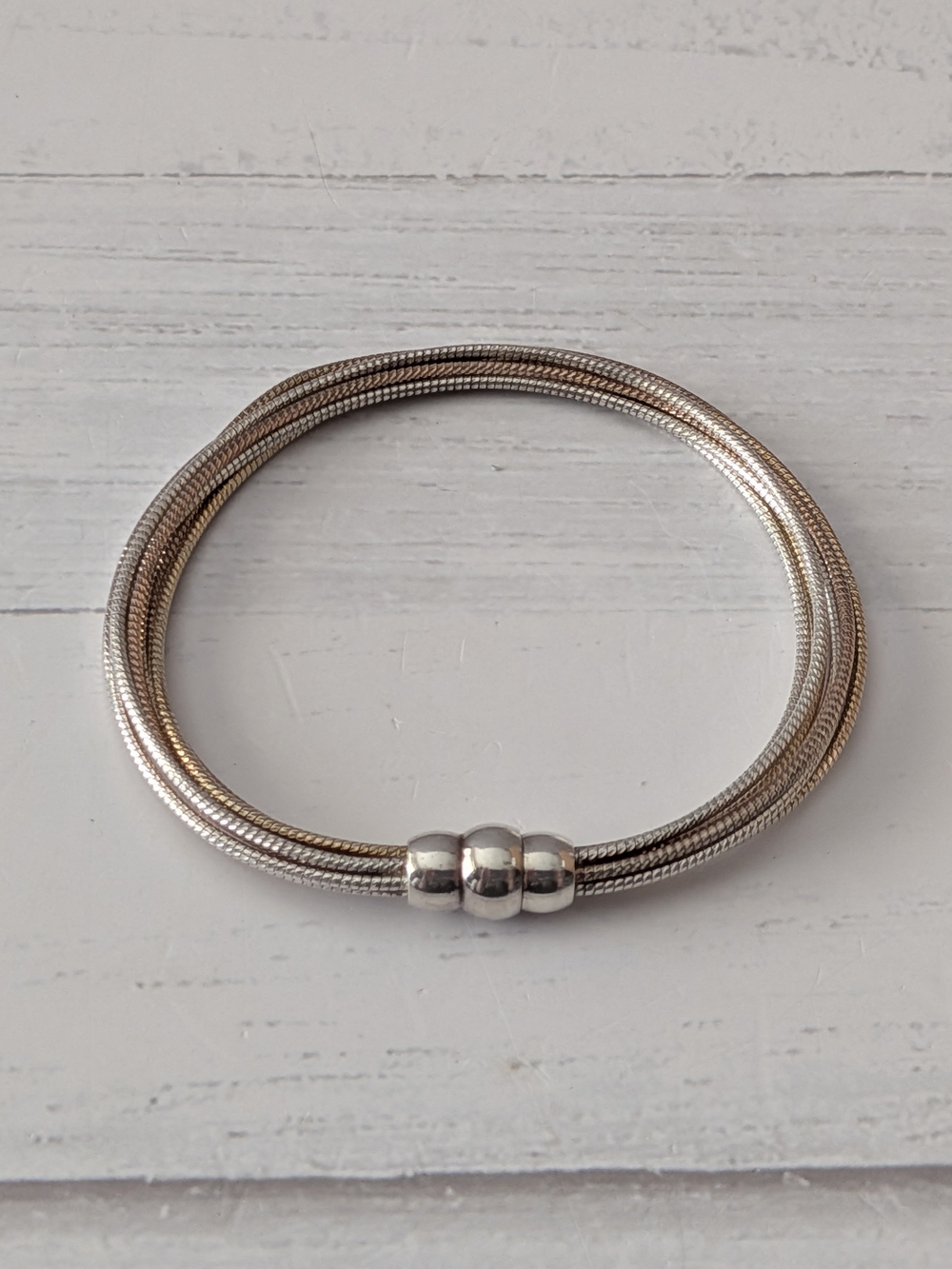 Dyadema Italy 925 Sterling Silver & Gold Vermeil 8 Strand Snake Chain Bracelet
